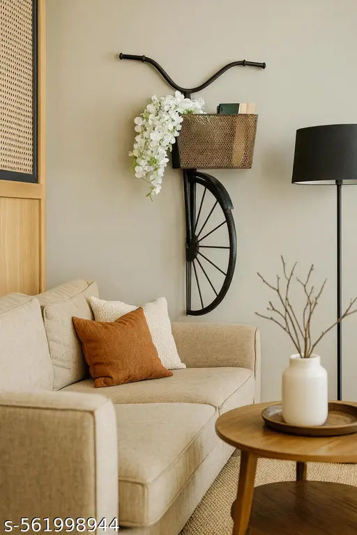 Iron Cycle Wall Hanging for Books, Decorative Floral & Daily Items