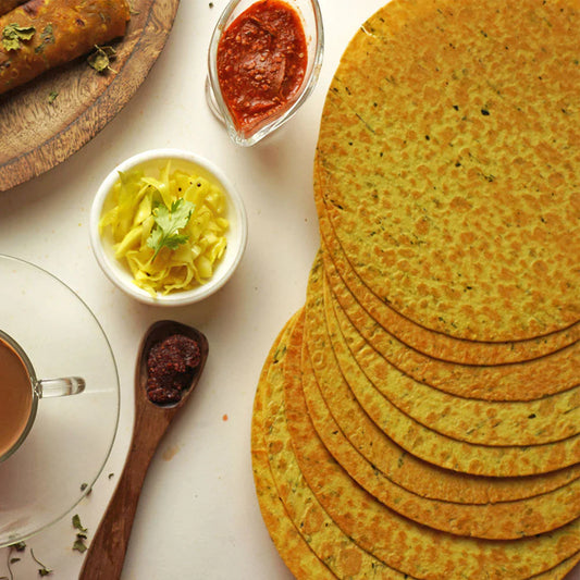 Close-up of a Maniarr's Masala Khakhra, highlighting its perfectly round shape and spice blend.