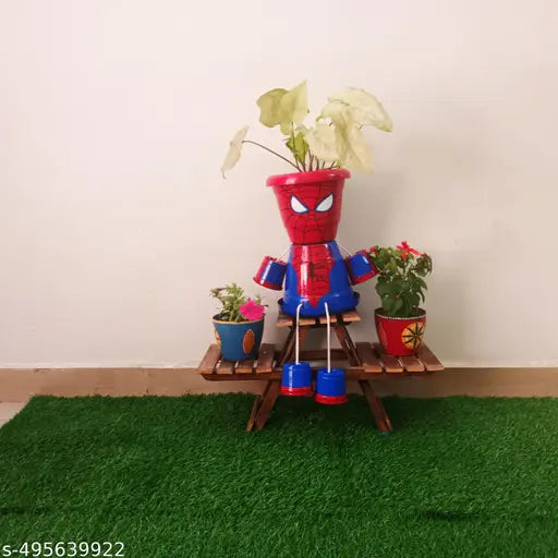 Pot for balcony,outdoor pot ,indoor pot,living room pot,planter for gifting,planters,spiderman pot,kids pot,cartoon pot