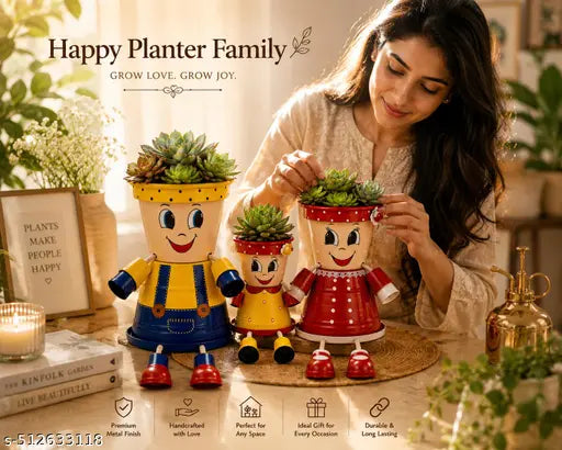 Useful planters,trendy pots,unique planters,family pots,Mom Dad and kid planters,tiny pots,balcony decor,home decor pots balcony planters,living room pots,tiny planters