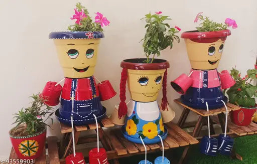 Beautiful Cute Handcraft Planters For Garden Pots And Planters, Home Decor, Garden Decor, Garden pots for Balcony Decoration ( Pack Of 3 )