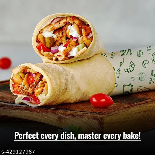 Imvelo Food Wrap Paper Roll - 25 + 25 Mtr Free, Non-Stick, Oil Proof Foil Butter Paper Roll, Reheatable Foil Paper for Roti Paper, Chapati, & More, Wrapping Paper for Food, Parchment Paper Roll