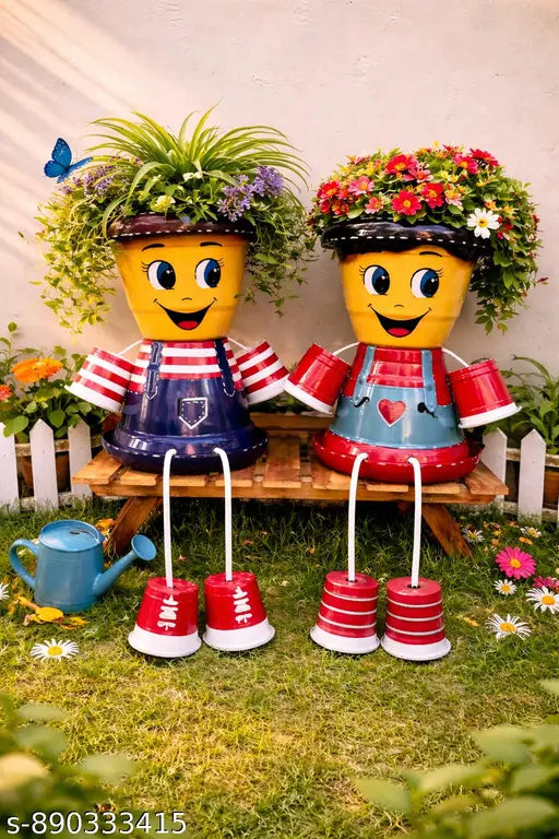 Adorable cute couple  planters,cute planters,trendy pots,pots for balcony,pot for living room,balcony decoration,boy girl planters