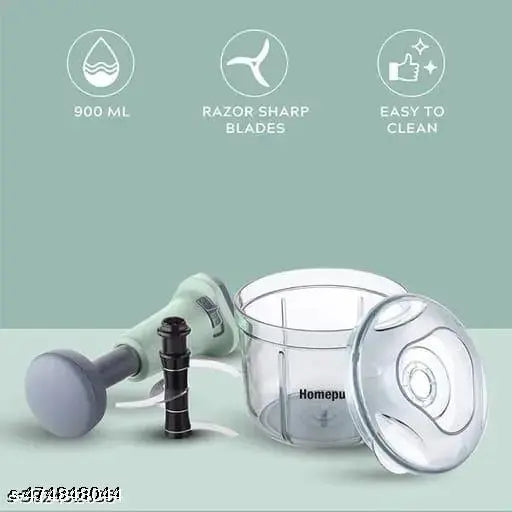 Quick & Easy Square 6 Blade Push Chopper Push N Chop Hand Press Vegetable Chopper with Easy Push and Close - 1000 Ml