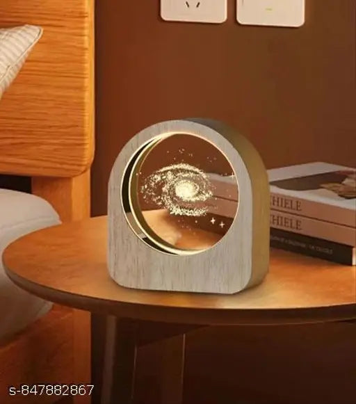 UNIQUE 3D Universe glass Ball Night Light with Wooden Base – Cosmic LED Table Lamp for Home kitchen office desk Decor Aesthetic Space Theme & Perfect Gift kids space lover birthdays Diwali anniversary | USB cable