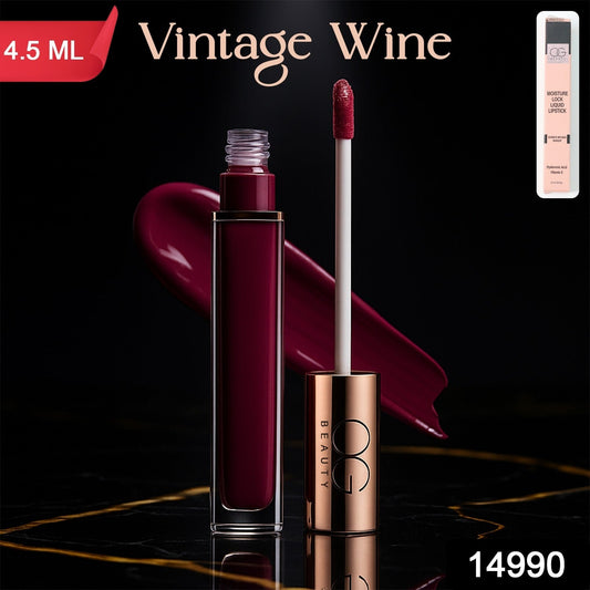 Model showcasing a perfect application of Vintage Wine Liquid Lipstick on her lips.