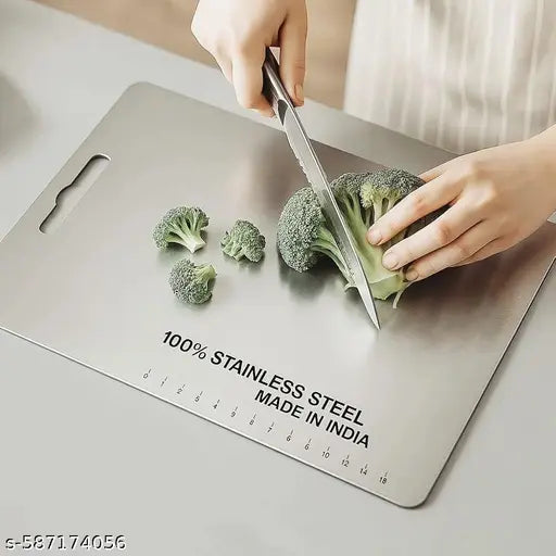 Stainless Steel Cutting Board 12x8 inch | Rust-Proof, Non-Slip, Dishwasher Safe | Premium 304 Steel Chopping Board for Meat, Vegetables & More | Easy to Clean & Unbreakable Board |