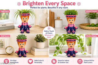 Cute Planter, Girl Pot, Handmade Pot, Home Decor, Balcony Decor, Indoor Plants, Succulent Pot, Cartoon Pot, Decorative Pot, Garden Decor, Gift Item, Table Decor, Plant Holder