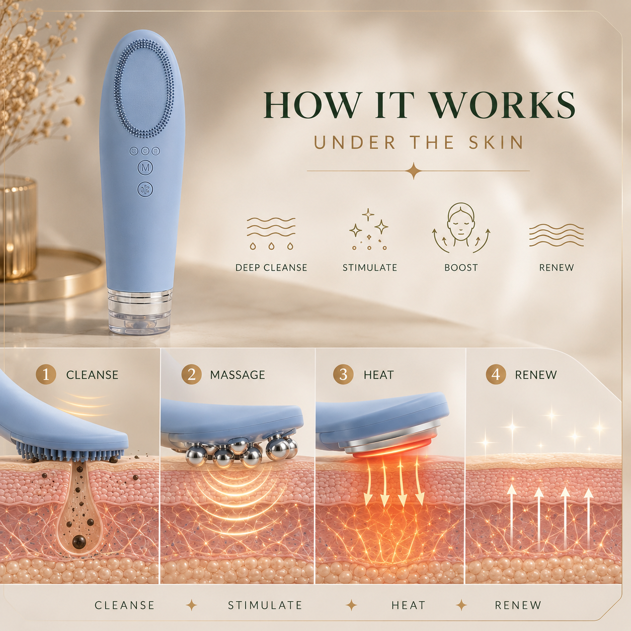 Electric Silicone Facial Cleansing Massager