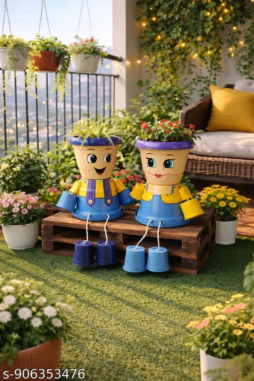 Decorative planters, cute planters, garden planters, indoor outdoor  planters, unique flower pot, handmade planters, cartoon planters, quirky garden decor, family planters, balcony garden  decor, home decor  planters, terrace garden, gifting planters kids