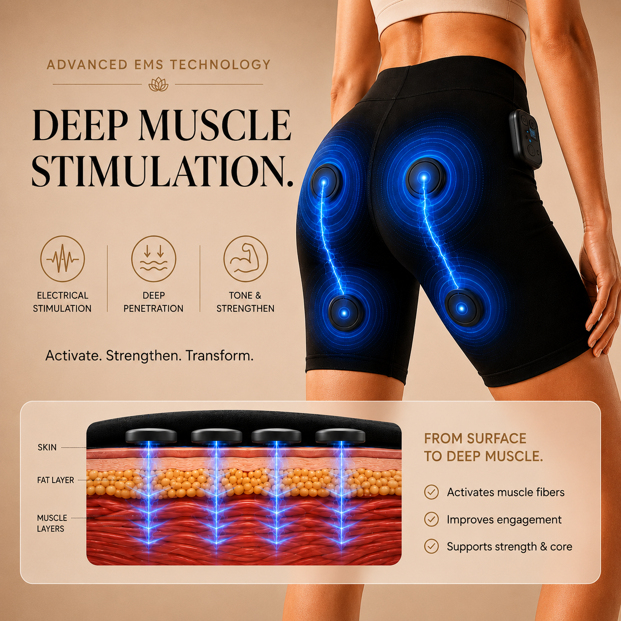 Wireless Yoga Toning Shaping Shorts