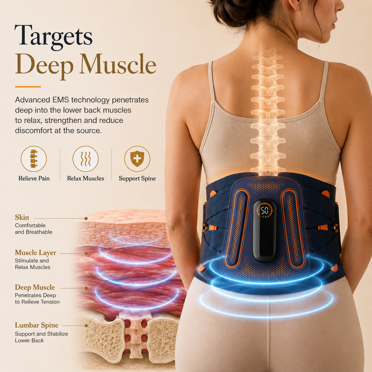 Cordless Lumbar Heat Therapy Massager