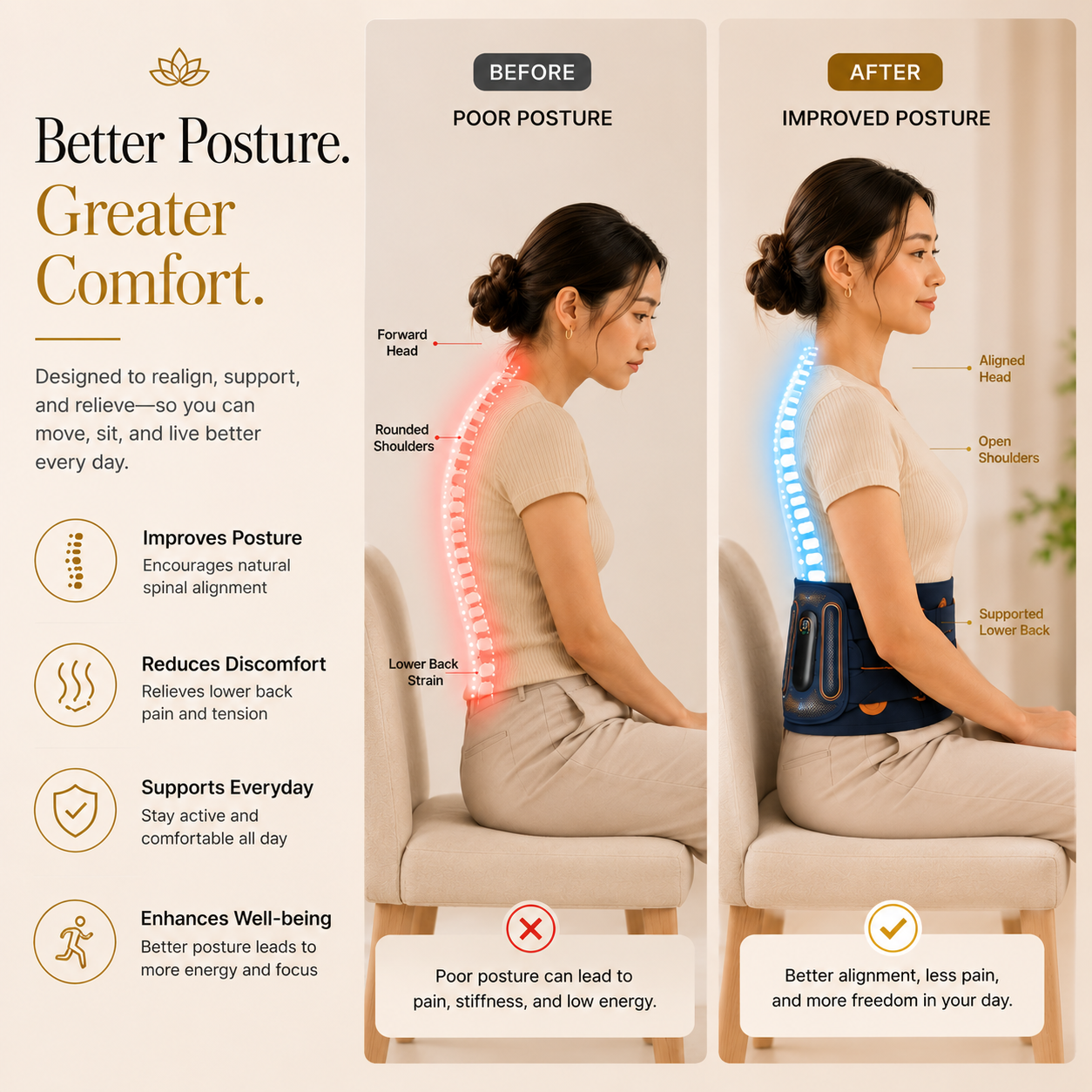 Cordless Lumbar Heat Therapy Massager
