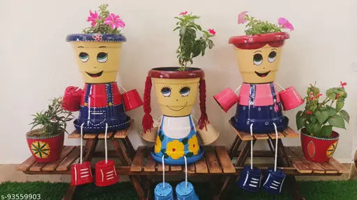 Beautiful Cute Handcraft Planters For Garden Pots And Planters, Home Decor, Garden Decor, Garden pots for Balcony Decoration ( Pack Of 3 )