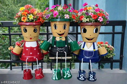 Cute Family Character Planter Set for Balcony Decor | Handmade Hanging Decorative Flower Pots | Indoor Outdoor Garden Planters,birthday gift