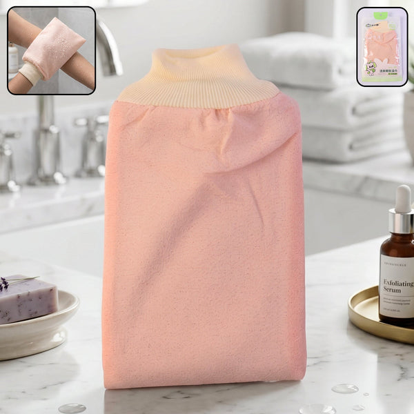 Soft exfoliating bath scrub glove for smooth skin