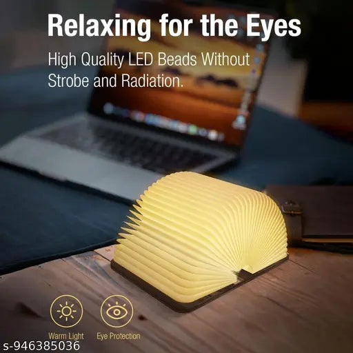 Wooden Book Light,  Folding Book Lamp, LED Book Light Rechargeable Foldable Paper Lamp for Home Decor Birthday Gifts