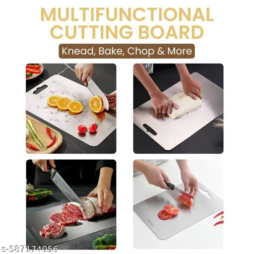 Stainless Steel Cutting Board 12x8 inch | Rust-Proof, Non-Slip, Dishwasher Safe | Premium 304 Steel Chopping Board for Meat, Vegetables & More | Easy to Clean & Unbreakable Board |