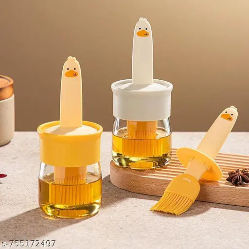 Oil Dispenser for Kitchen, 2 IN 1 Oil Dispenser Bottle with Silicone Basting Brush for Cooking Vinegar Sauce BBQ Grill Frying Baking,Air Fryer (pack of 2)