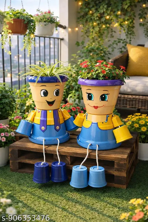 Decorative planters, cute planters, garden planters, indoor outdoor  planters, unique flower pot, handmade planters, cartoon planters, quirky garden decor, family planters, balcony garden  decor, home decor  planters, terrace garden, gifting planters kids