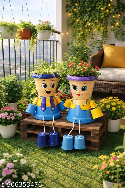Decorative planters, cute planters, garden planters, indoor outdoor  planters, unique flower pot, handmade planters, cartoon planters, quirky garden decor, family planters, balcony garden  decor, home decor  planters, terrace garden, gifting planters kids