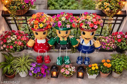 Cute Family Character Planter Set for Balcony Decor | Handmade Hanging Decorative Flower Pots | Indoor Outdoor Garden Planters,birthday gift
