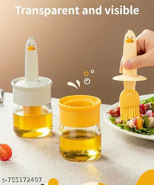 Oil Dispenser for Kitchen, 2 IN 1 Oil Dispenser Bottle with Silicone Basting Brush for Cooking Vinegar Sauce BBQ Grill Frying Baking,Air Fryer (pack of 2)
