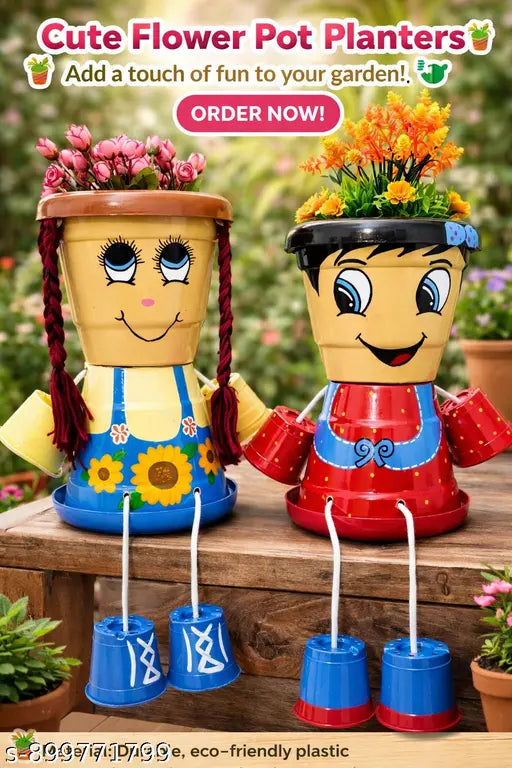 Family planters set,cartoon flower pots,decorative plants pots,balcony decor planters,handmade planters, indoor planters pot, unique gift planters,unique gift,living  room decor  pots,hanging leg planters, kids room decor planters,gifting planters, cartoo