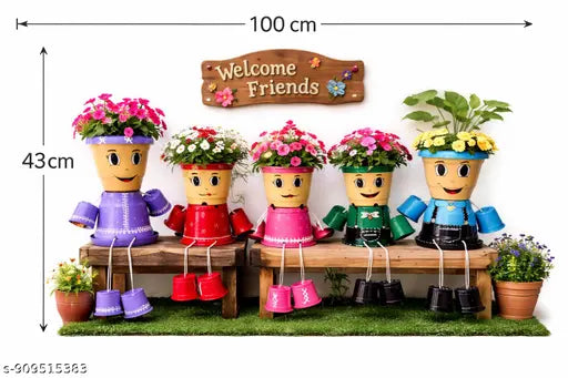 Family planters set,cute planters for home decor, cartoon flower pot, balcony decor planters, handmade planters, indoor planters set,unique gift planters, unique mother's day gift,mother's day gift,mom dad and kids planters,living room decor planters,gard