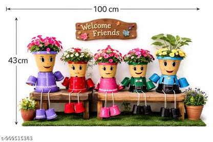 Family planters set,cute planters for home decor, cartoon flower pot, balcony decor planters, handmade planters, indoor planters set,unique gift planters, unique mother's day gift,mother's day gift,mom dad and kids planters,living room decor planters,gard