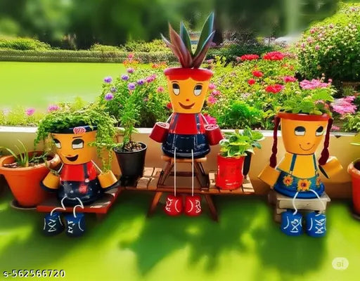 Planters pots handmade decorative pots smile face.