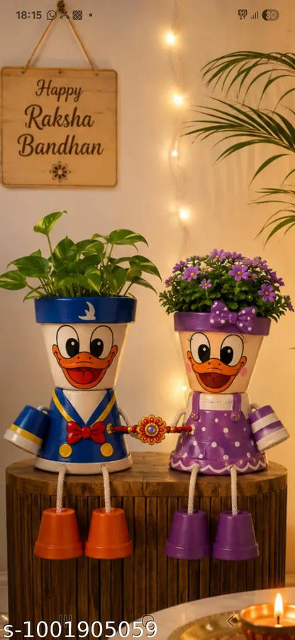 Ducklings bro-sis pot,cutest brother-sister pot,pots for gift,pot for sisters,sisters gift