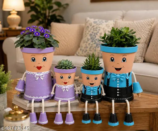 Cute little family planters,
Handmade Family Doll Planter Set of 4,Decorative Face Flower Pots,Indoor & Outdoor Garden Planters, Balcony, Living Room & Office Decor ,cute Succulent Pot , Unique Gift