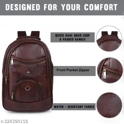 Casual Vegan Leather Office College Laptop Shoulder Business Unisex Backpack