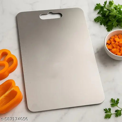 Stainless Steel Cutting Board 12x8 inch | Rust-Proof, Non-Slip, Dishwasher Safe | Premium 304 Steel Chopping Board for Meat, Vegetables & More | Easy to Clean & Unbreakable Board |
