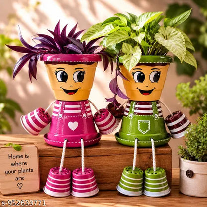 Cute Couple Hanging Planter Pots for Home Decor ,Cartoon Face Decorative Indoor Plant Pots Set