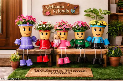 Family planters set,cute planters for home decor, cartoon flower pot, balcony decor planters, handmade planters, indoor planters set,unique gift planters, unique mother's day gift,mother's day gift,mom dad and kids planters,living room decor planters,gard
