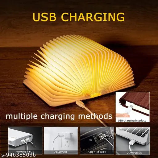 Wooden Book Light,  Folding Book Lamp, LED Book Light Rechargeable Foldable Paper Lamp for Home Decor Birthday Gifts