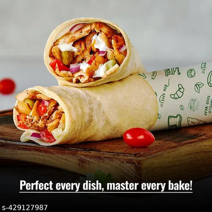 Imvelo Food Wrap Paper Roll - 25 + 25 Mtr Free, Non-Stick, Oil Proof Foil Butter Paper Roll, Reheatable Foil Paper for  Roti Paper, Chapati, & More, Wrapping Paper for Food, Parchment Paper Roll