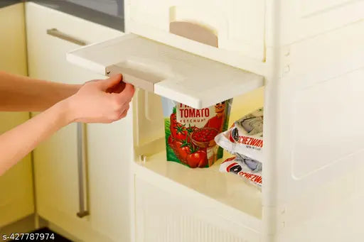 REAL BRANDS JBC  2 Layer Foldable Cabinet Plastic Cupboard For Storage Plastic Modular Drawer Plastic Free Standing Cabinet  (Finish Color - White, Door Type- Framed Sliding, DIY(Do-It-Yourself))