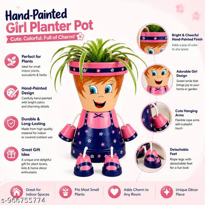Cute Planter, Girl Pot, Handmade Pot, Home Decor, Balcony Decor, Indoor Plants, Succulent Pot, Cartoon Pot, Decorative Pot, Garden Decor, Gift Item, Table Decor, Plant Holder