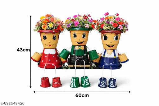 Cute Family Character Planter Set for Balcony Decor | Handmade Hanging Decorative Flower Pots | Indoor Outdoor Garden Planters,birthday gift