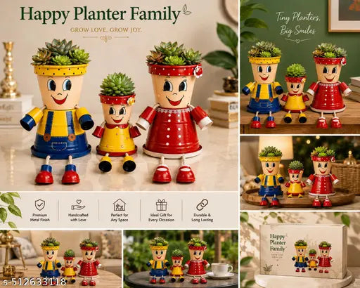 Useful planters,trendy pots,unique planters,family pots,Mom Dad and kid planters,tiny pots,balcony decor,home decor pots balcony planters,living room pots,tiny planters