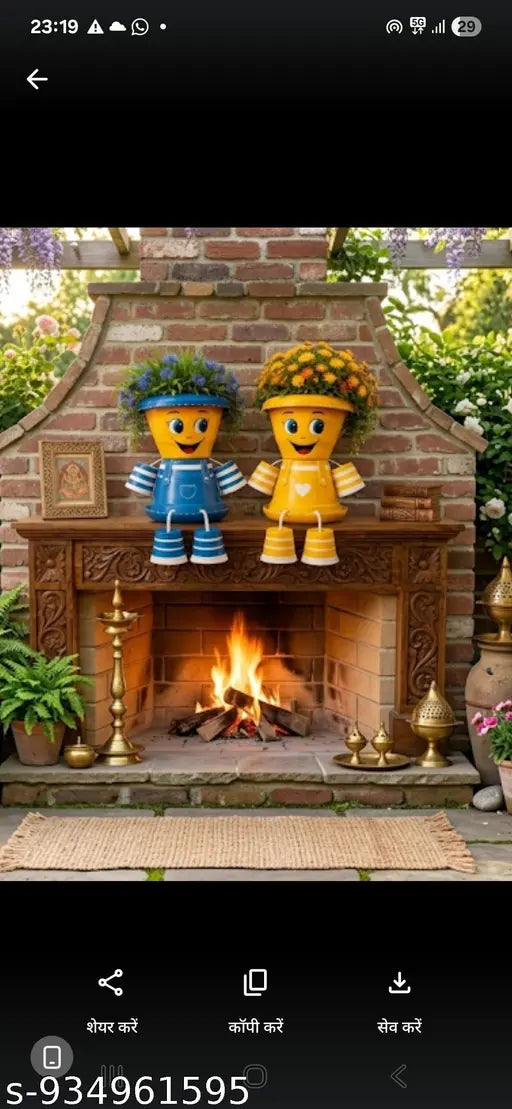Cute Couple Hanging Leg Planters Set for Indoor Outdoor Decor | Smiley Face Flower Pots | Decorative Tabletop Garden Planters for Living Room, Balcony & Kids room