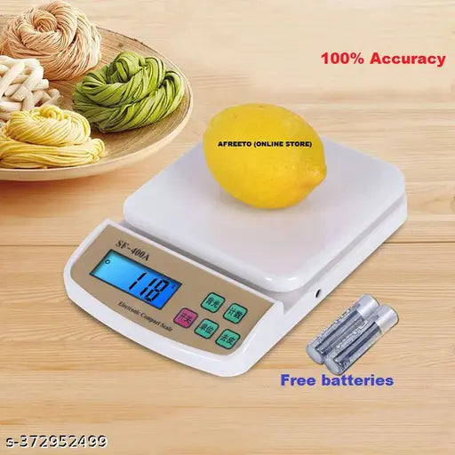 NIVAYO 10Kg Digital Kitchen Weight Machine With 2AA Batteries With USB Cable  Used Home Kitchen ,Food , Vegetables Weighing Scale (SF-400A)