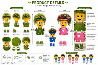 Smiley Sprouts Family,Cute Family Planter Set of 3 | Cartoon Character Flower Pots | Decorative Garden & Balcony Planters for Indoor Outdoor Home Decor,gifting planters