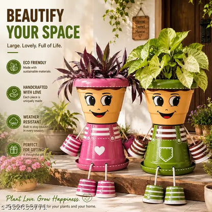 Cute Couple Hanging Planter Pots for Home Decor ,Cartoon Face Decorative Indoor Plant Pots Set