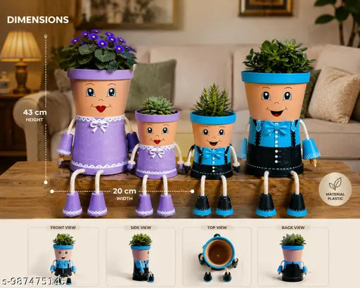 Cute little family planters,
Handmade Family Doll Planter Set of 4,Decorative Face Flower Pots,Indoor & Outdoor Garden Planters, Balcony, Living Room & Office Decor ,cute Succulent Pot , Unique Gift