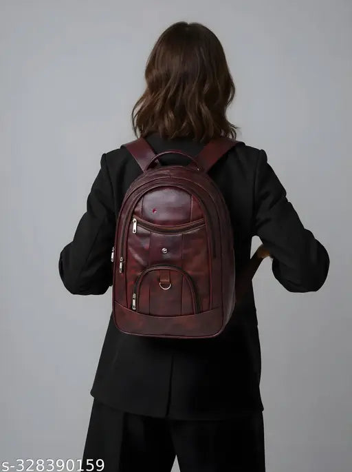 Casual Vegan Leather Office College Laptop Shoulder Business Unisex Backpack