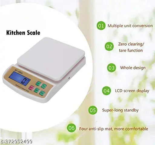 NIVAYO 10Kg Digital Kitchen Weight Machine With 2AA Batteries With USB Cable  Used Home Kitchen ,Food , Vegetables Weighing Scale (SF-400A)